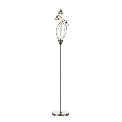 Luther 3 Light Floor Lamp Satin Chrome Crystal