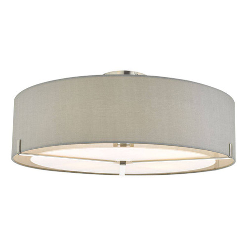 Santino 3 Light Semi Flush Satin Chrome With Grey Shade Santino 3 Light Semi Flush Satin Chrome With Grey Shade