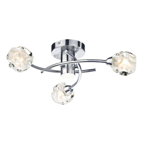 Seattle 3 Light Flush Satin Chrome Glass