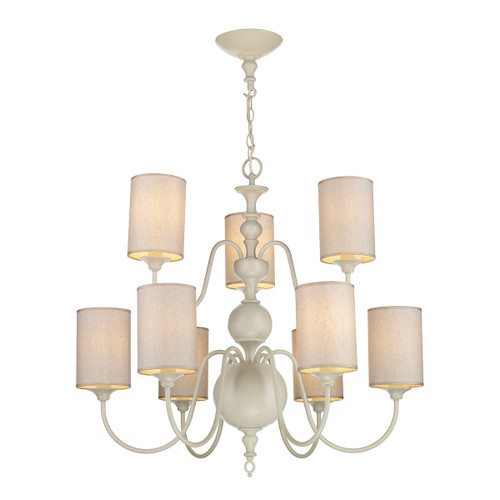 Flemish 9 Light Pendant in cream comes with shades