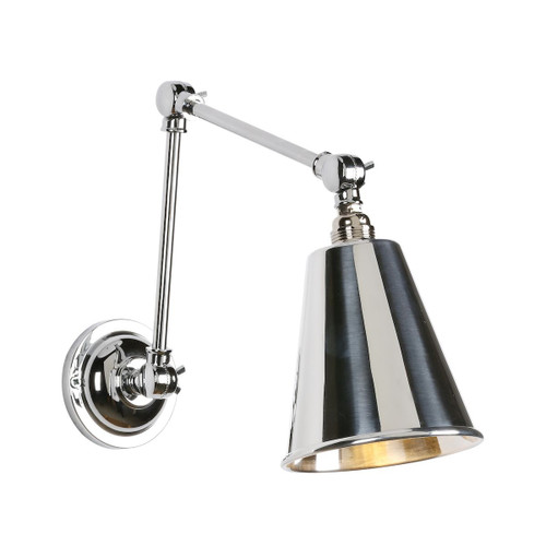 Hackney single wall light in polished chrome