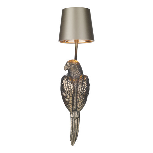 Parrot Single Wall Light in Bronze comes with bespoke shade, Left facing