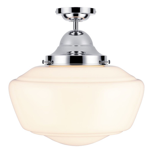 Rydal semi flush pendant chrome with clear glass, IP44 rated