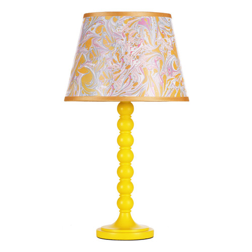 Spool Table Lamp Gloss Yellow Base Only