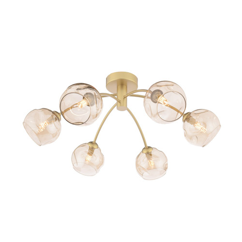 Izzy 6 Light Semi-Flush Polished Gold & Champagne Dimpled Glass