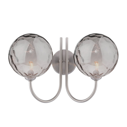 Jared 2 Light Wall Light Satin Nickel and Smoked Dimpled Glass