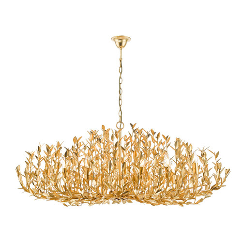 Silvius 12 Light Oval Pendant Gold Leaf