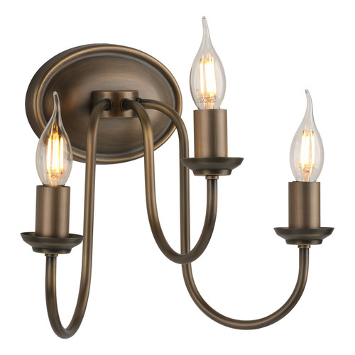 Highgrove 3 Light Wall Light Antique Brass With Shade