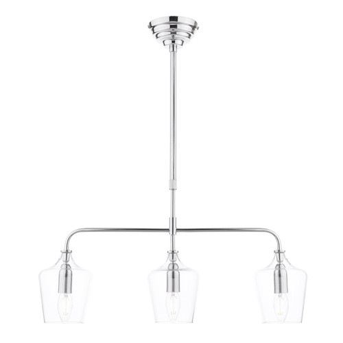 Laura Ashley Ockley 3 Light Bar Pendant Polished Chrome and Glass