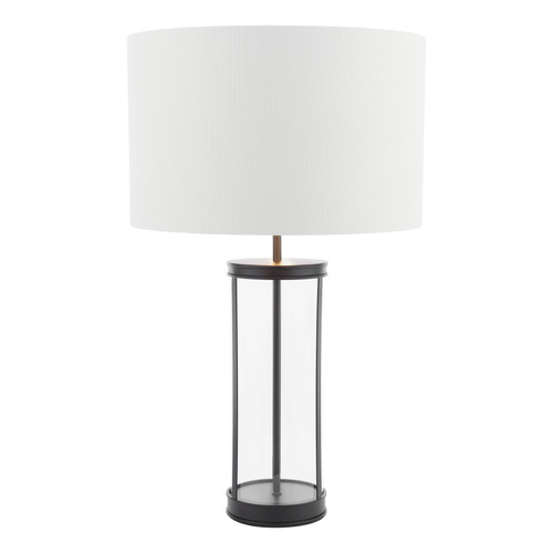 Laura Ashley Harrington Large Table Lamp Matt Black and Glass With Shade