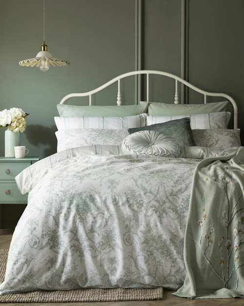 Tuileries King Sage Duvet Set by Laura Ashley