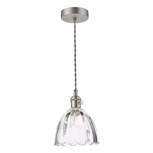 Hadano Pendant Antique Chrome and Scalloped Bell Glass