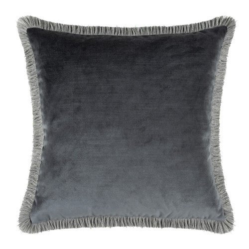 Elodie Fringed Cushion 43 x 43cm Slate Blue by Scatterbox
