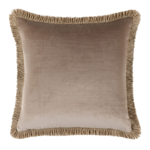 Elodie Fringed Cushion 43 x 43cm Taupe by Scatter box