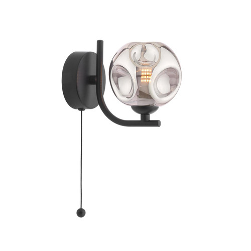 Cradle 1 Light Wall Light Matt Black With Closed Organic Smoked Glass Cradle 1 Light Wall Light Matt Black With Closed Organic Smoked Glass
