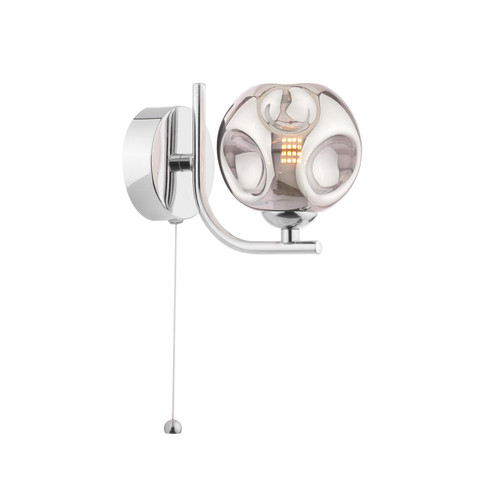 Cradle 1 Light Wall Light Polished Chrome With Closed Organic Smoked Glass Cradle 1 Light Wall Light Polished Chrome With Closed Organic Smoked Glass