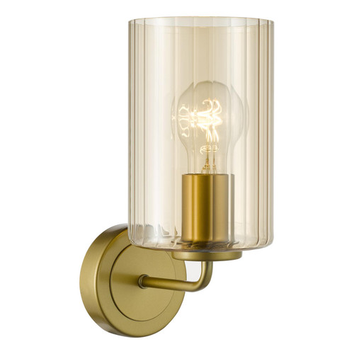 Daylin Wall Light Satin Gold and Amber Ribbed Glass Daylin Wall Light Satin Gold and Amber Ribbed Glass