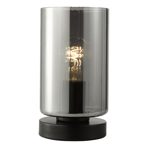 Daylin Table Lamp Satin Black and Smoked Ribbed Glass Daylin Table Lamp Satin Black and Smoked Ribbed Glass