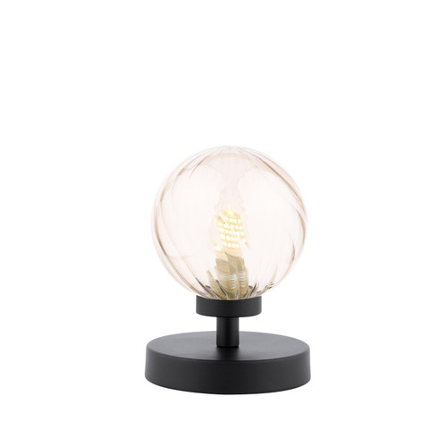 Esben Touch Table Lamp Matt Black With Twisted Amber Glass Esben Touch Table Lamp Matt Black With Twisted Amber Glass