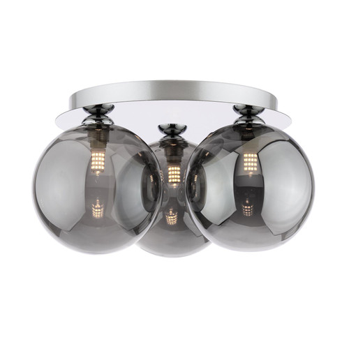 Foley 3 Light Flush Polished Chrome With Smoked Glass Foley 3 Light Flush Polished Chrome With Smoked Glass