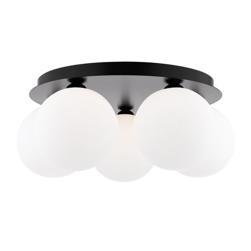 Foley 5 Light Flush Matt Black With Opal Glass Foley 5 Light Flush Matt Black With Opal Glass