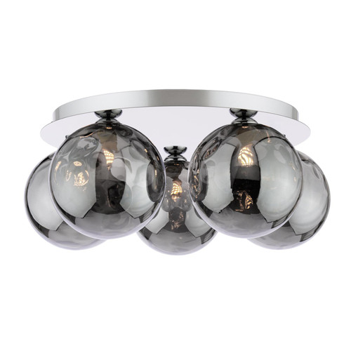Foley 5 Light Flush Polished Chrome With Smoked Dimpled Glass Foley 5 Light Flush Polished Chrome With Smoked Dimpled Glass