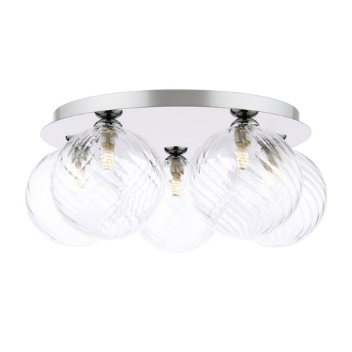 Foley 5 Light Flush Polished Chrome With Closed Glass Foley 5 Light Flush Polished Chrome With Closed Glass