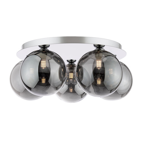 Foley 5 Light Flush Polished Chrome With Smoked Glass Foley 5 Light Flush Polished Chrome With Smoked Glass