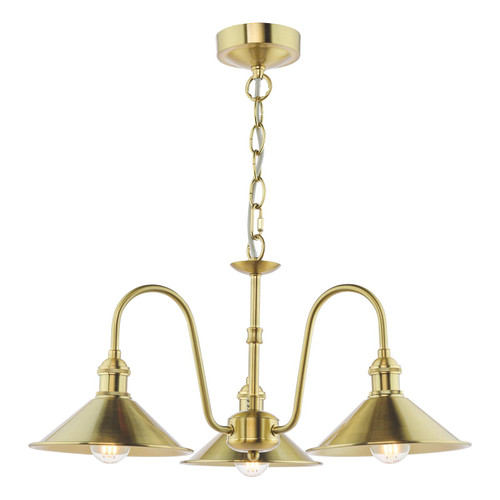 Hadano 3 Light Pendant Natural Brass and Aged Brass