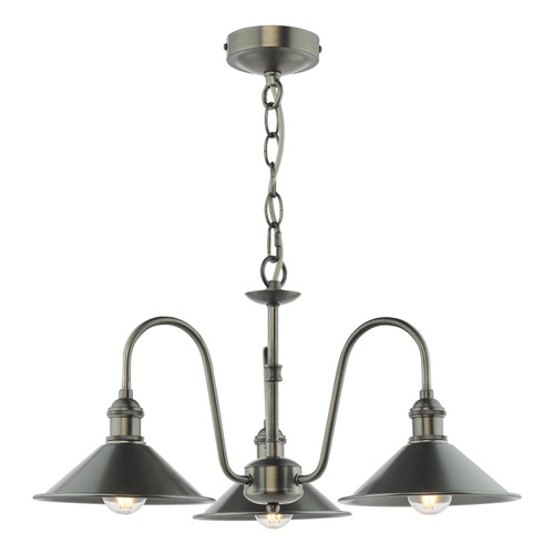 Hadano 3 Light Pendant Antique Chrome and Antique Pewter