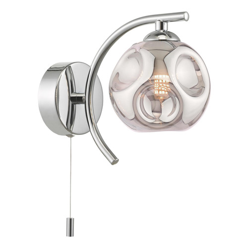 Nakita Wall Light Polished Chrome With Closed Organic Smoked Glass Nakita Wall Light Polished Chrome With Closed Organic Smoked Glass