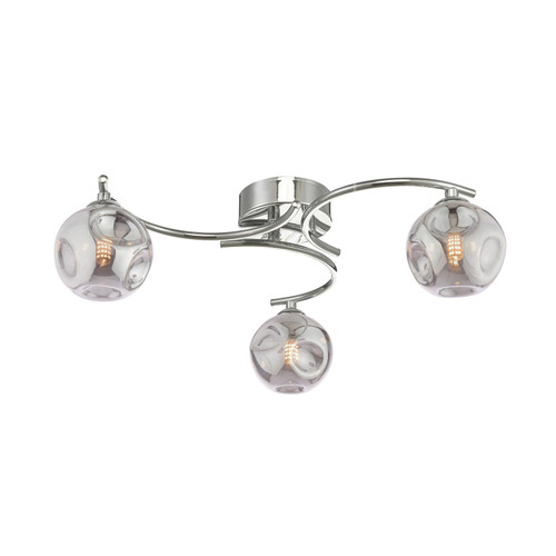 Nakita 3 Light Semi Flush Polished Chrome With Closed Organic Smoked Glass Nakita 3 Light Semi Flush Polished Chrome With Closed Organic Smoked Glass