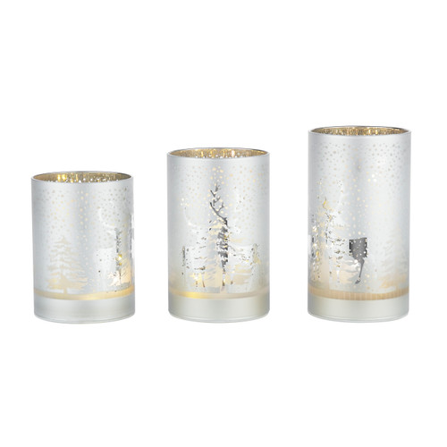 Laura Ashley Set of 3 Frosted Tree LED Candle
