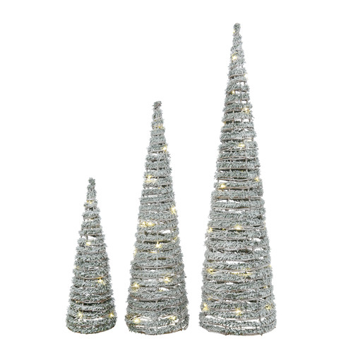 Laura Ashley Set of 3 Lit Christmas Wire Trees