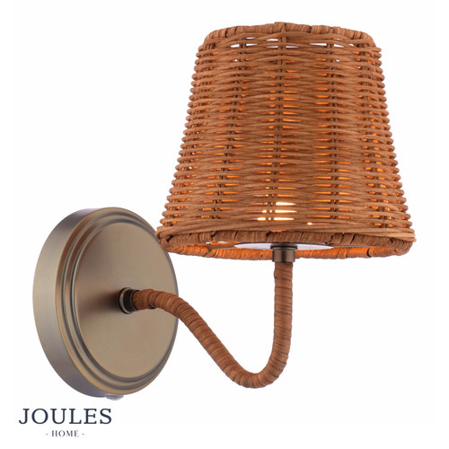 Elcot Rechargeable Wall Light Satin Bronze With Rattan Shade LED