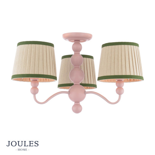 Harewood Harewood 3 Light Semi-Flush Matt Pink With Shade3 Light Semi-Flush Matt Pink With Shade