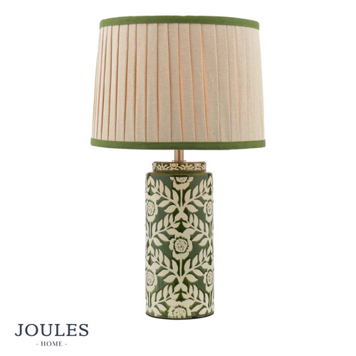 Highclere Table Lamp Green Ceramic and Antique Brass With Shade