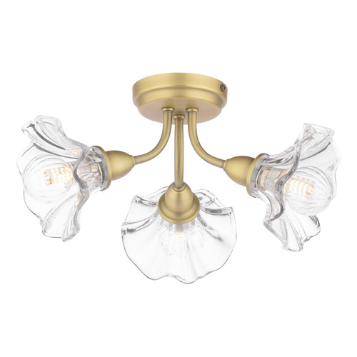 Laura Ashley Kerswell 3 Light Semi-Flush Matt Antique Brass and Glass