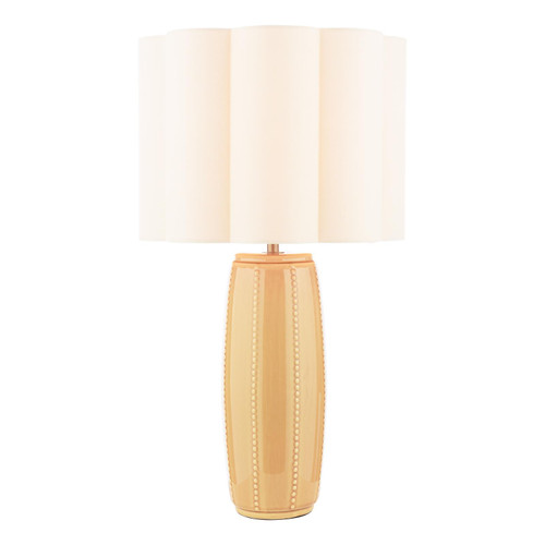 Laura Ashley Littleton Table Lamp Yellow Ceramic and Antique Brass With Shade