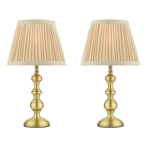 Laura Ashley Ezra Twin Pack Table Lamp Matt Antique Brass With Shade