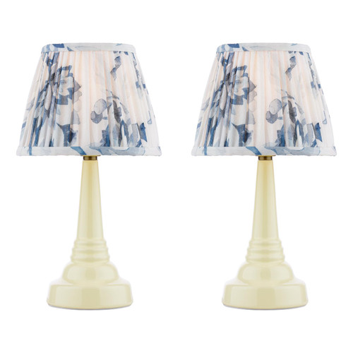 Laura Ashley Adwick Twin Pack Table Lamp Cream Ceramic With Shade