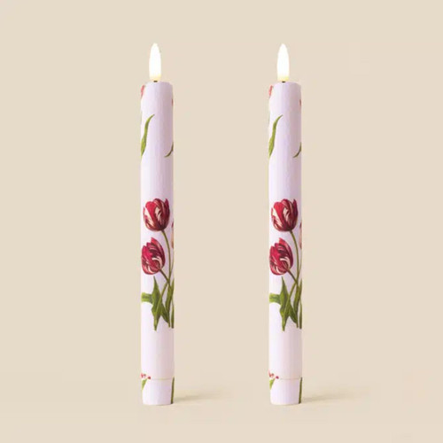 Heritage Tulip in Tea Rose Pack of 2 LED Dinner Candles
