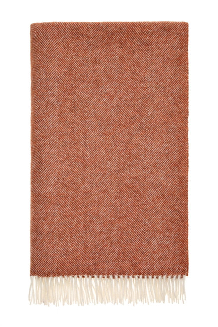 Shetland Herringbone Throw in Brick by The Home Library