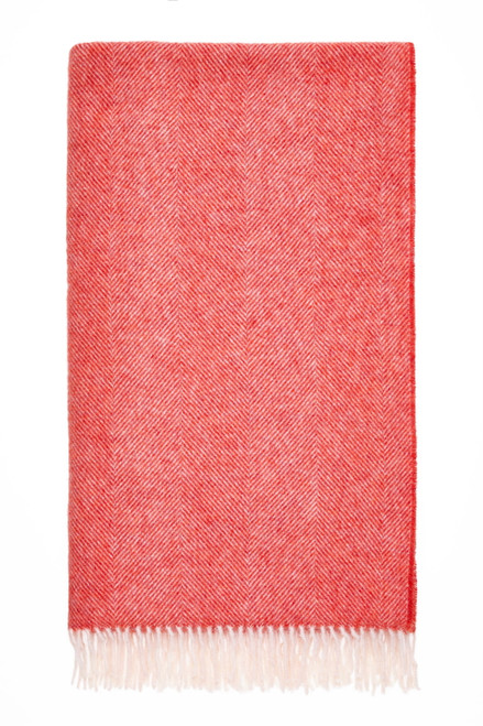 Shetland Herringbone Throw in Flame by The Home Library