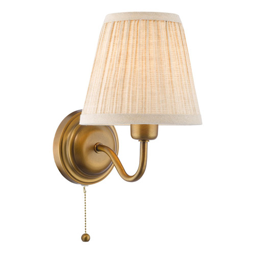 Elara Wall Lamp Antique Bronze With Natural Linen Pleated Shades