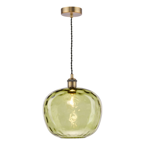 George Pendant Antique Bronze with Green Dimple Glass