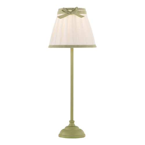 Grace Table Lamp Matt Green With Pleated Shade and Green Trim