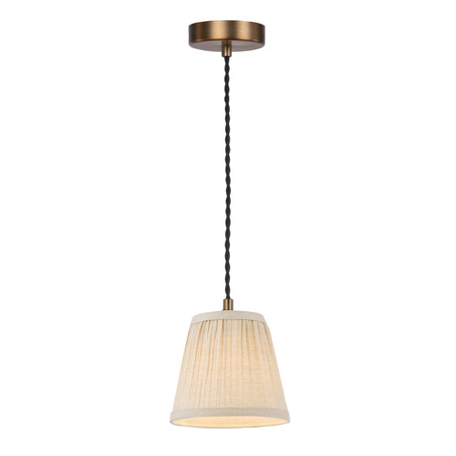 Hadano Pendant Antique Bronze With Natural Linen Pleated Shade