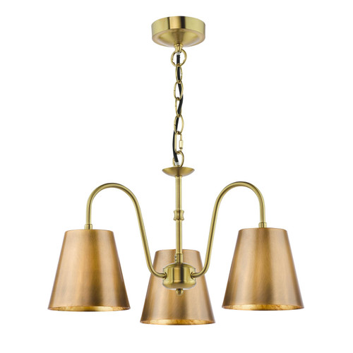 Hadano 3 Light Pendant Natural Brass with Antique Bronze