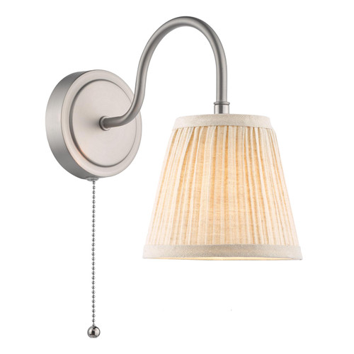 Hadano Wall Light Antique Chrome with Natural Pleated Shade